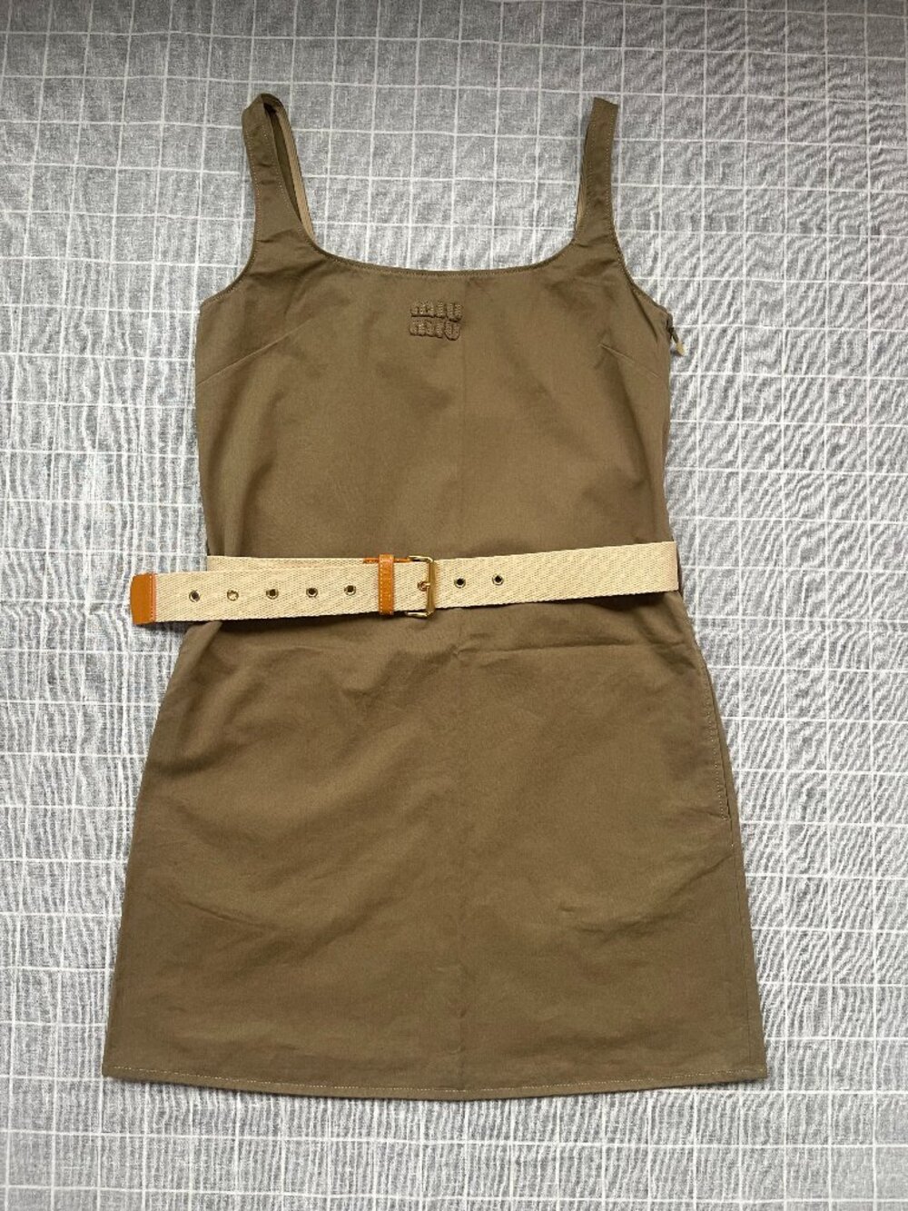 Miu Miu Green Cotton Twill Mini Dress